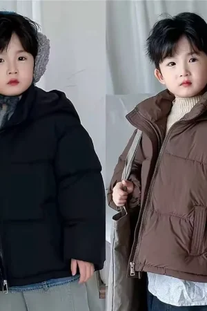 Children Down Cotton Jacket Winter Thick Warm Bread Coats Girls Boys Fashion Hooded Outerwear Kids Clothes 3-8 Years