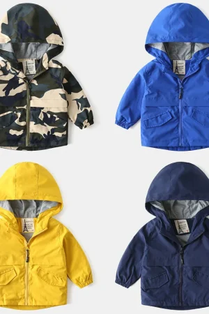 Children Jackets Autumn Spring Kids Outerwear Coats Cute Solid Color Jackets For Boys Baby Boys Windbreaker 2-6T